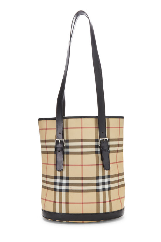 Beige House Check Canvas Bucket Tote Small, , large image number 3