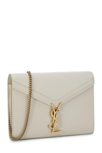 White Grainy Leather Cassandra Wallet On Chain (WOC), , large