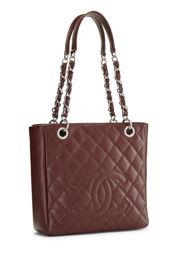 Burgundy Quilted Caviar Petite Shopping Tote (PST)