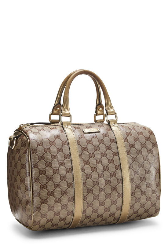 Gucci Brown Coated Canvas Monogram Top Zip Handbag Boston Bag Bag