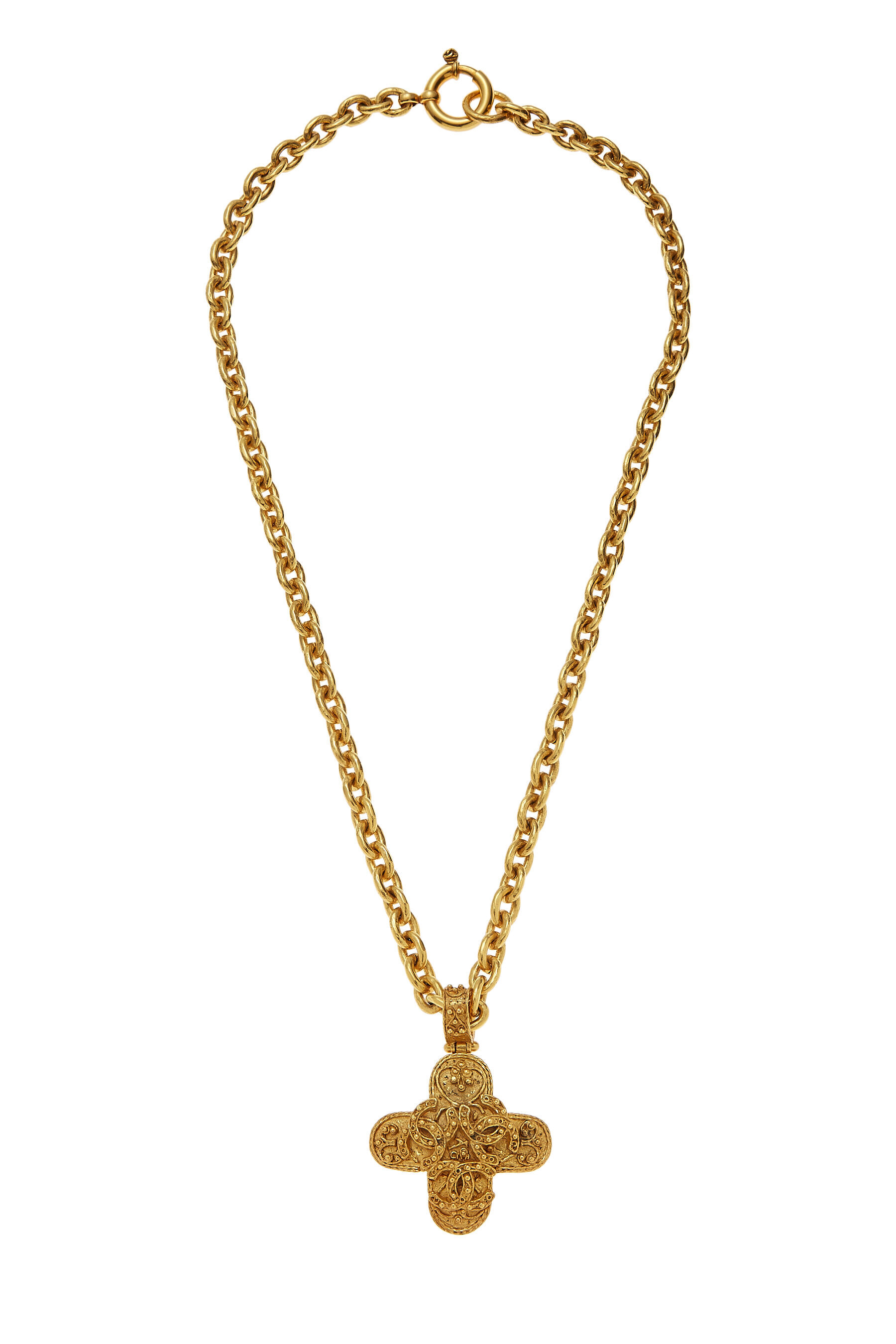 Chanel Gold Filigree Cross Necklace