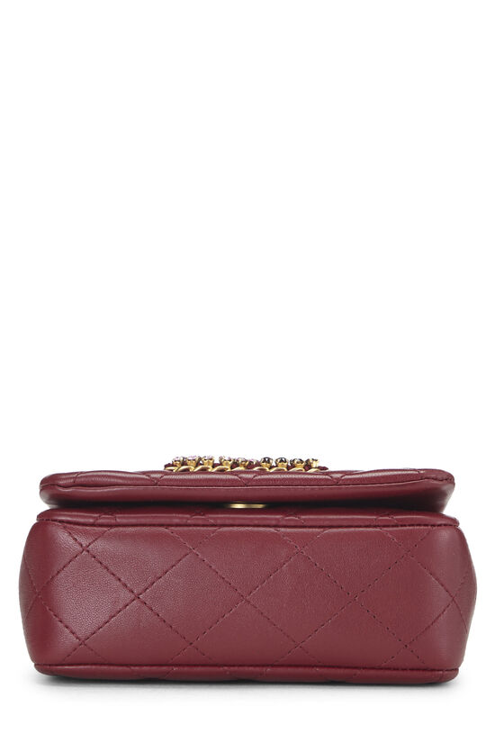 Burgundy Quilted Lambskin Crystal Flap Bag Mini, , large image number 4