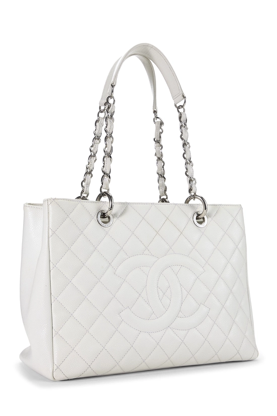 White Quilted Caviar Grand Shopping Tote (GST), , large image number 1