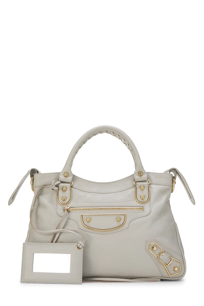 Grey Chevre Metallic Edge Town Bag