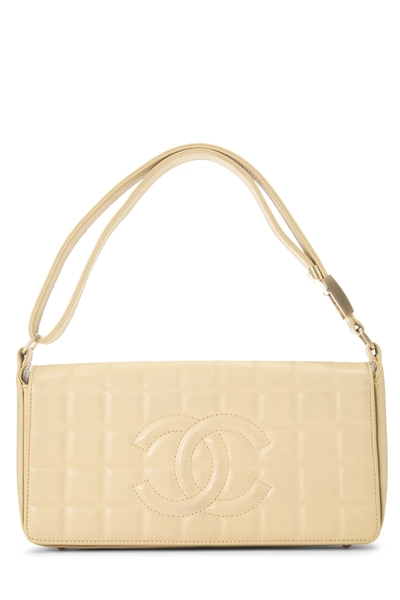 Chanel Beige Leather Chocolate Bar Shoulder Bag