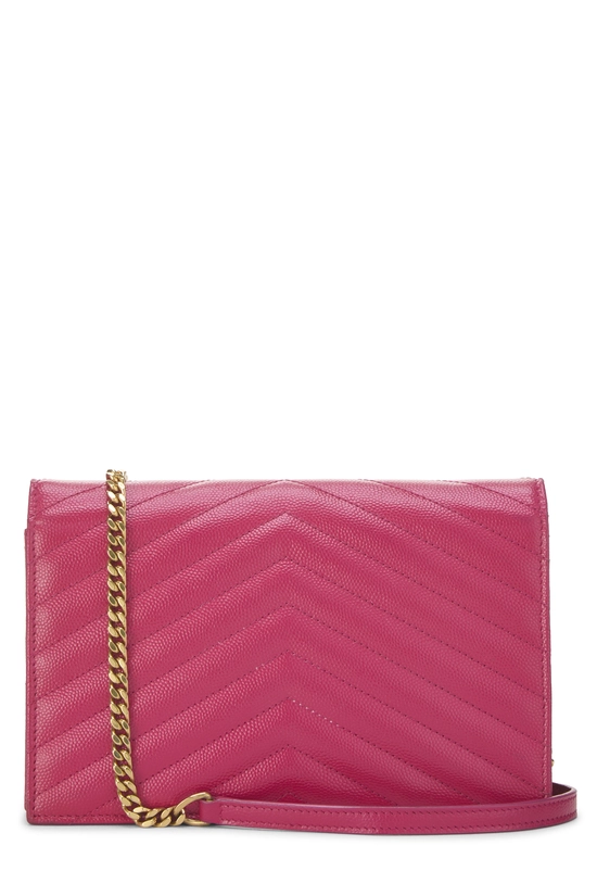 Pink Grained Calfskin Envelope Wallet On Chain (WOC), , large image number 3