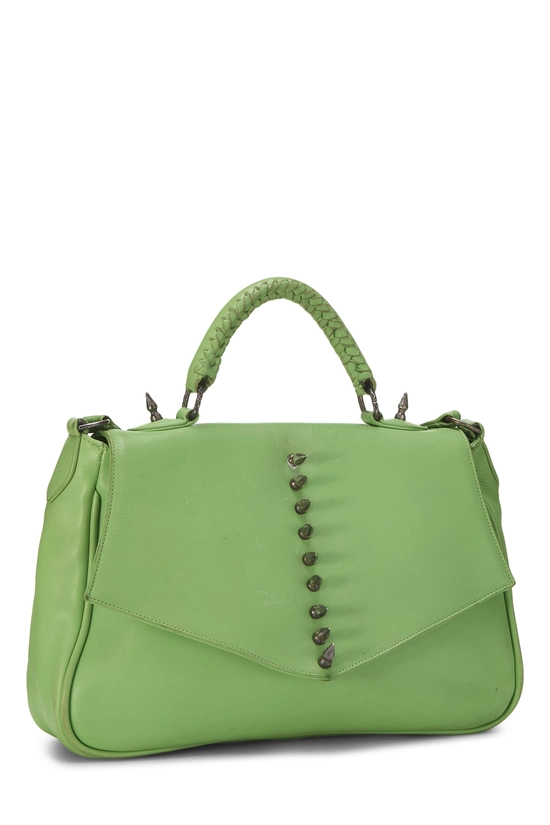 Green Leather Spike Top Handle Bag, , large image number 1