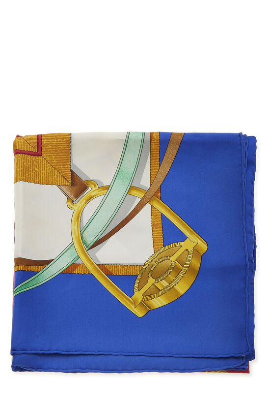 Blue & Multicolor 'Grand Manege' Silk Scarf 90, , large image number 1