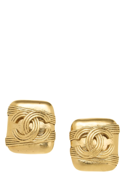 Gold 'CC' Square Earrings