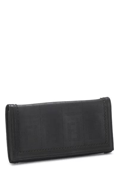 Black Zucca Leather Long Wallet, , large