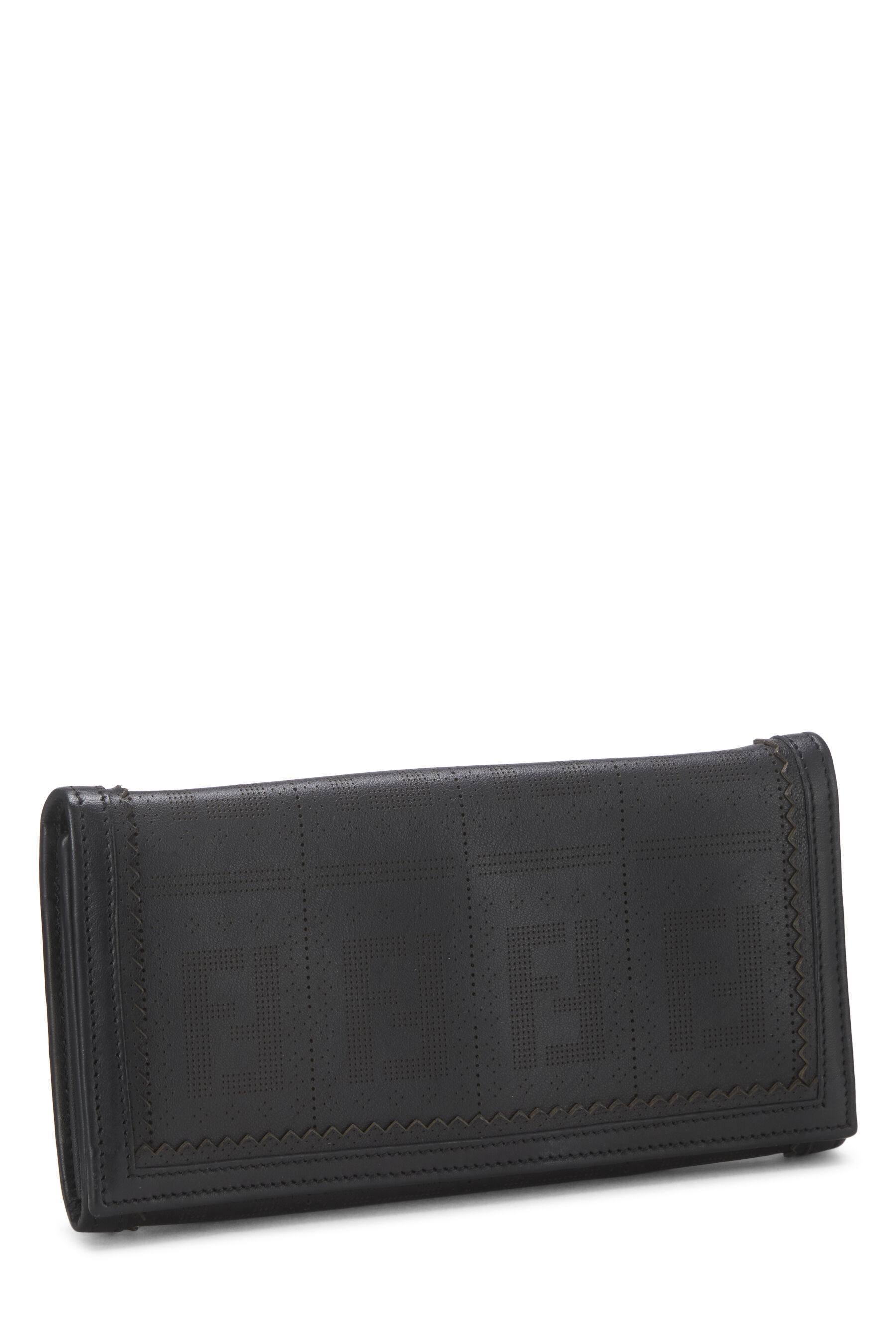 Pre-Owned Black Zucca Leather Long Wallet QBA0LY1LKB005