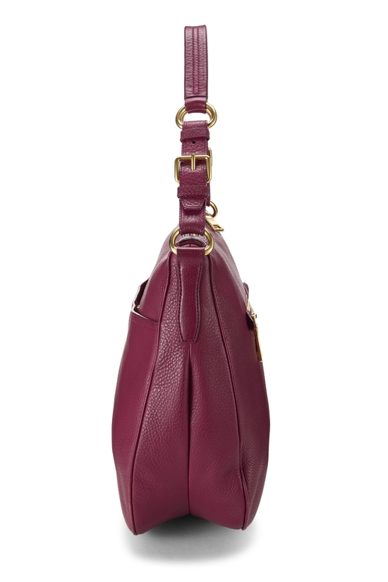 Burgundy Vitello Daino Front Pocket Hobo Medium, , large image number 2