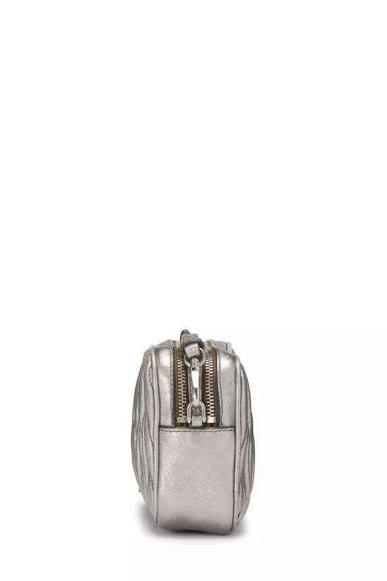 Silver Nappa Double Zip Camera Crossbody Bag, , large image number 2