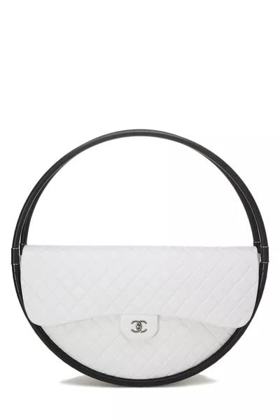 Chanel White Quilted Lambskin Hula Hoop Bag XL