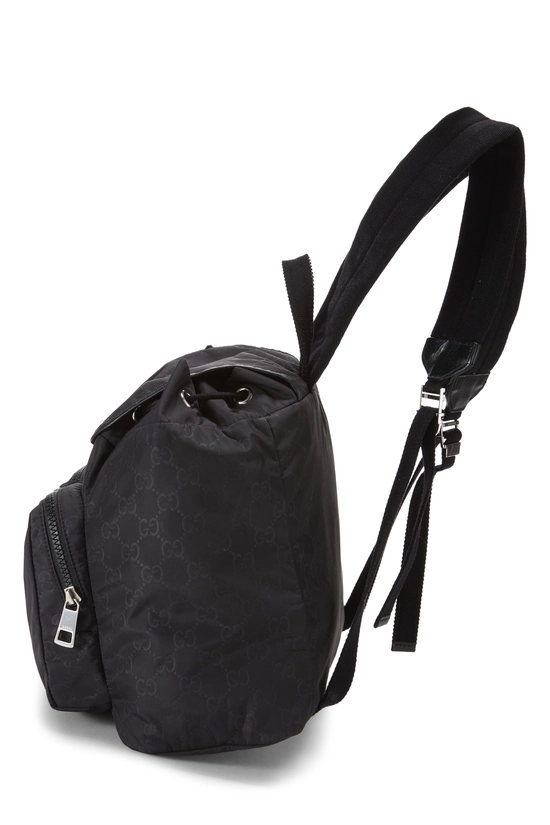 Black GG Nylon Double Pocket Backpack, , large image number 2