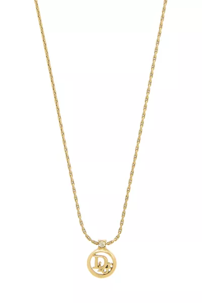 Gold Round Logo Necklace, , large