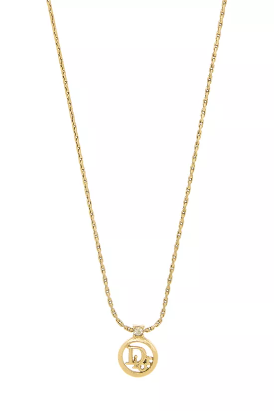 Gold Round Logo Necklace, , large image number 1