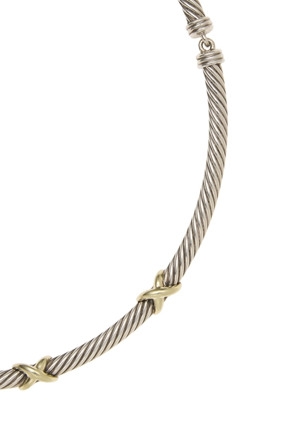 Two-Tone Cable Collar X Collection Necklace, , large