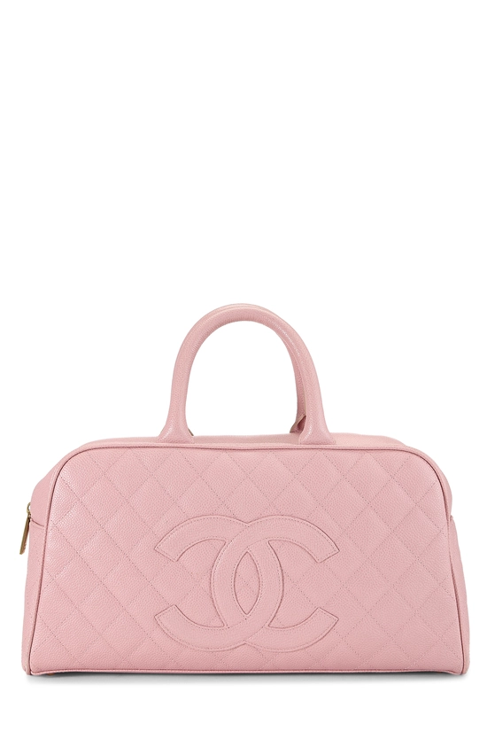 Pink Quilted Caviar Bowler Medium, , large image number 0