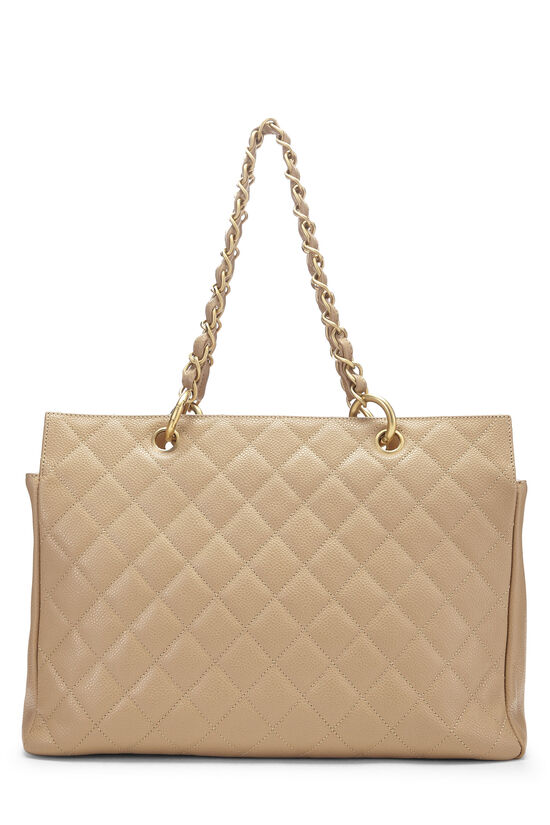 CHANEL Beige Quilted Caviar Leather Large Petite Timeless Shopper Tote -  ShopperBoard