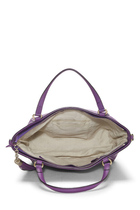 Purple Grained Leather Soho Top Handle Tote, , large image number 5