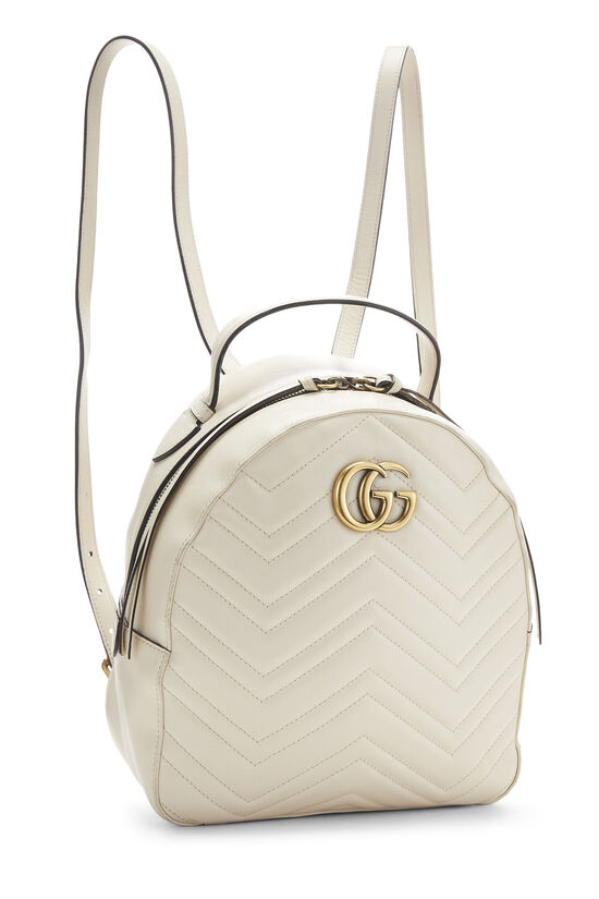 White Leather 'GG' Marmont Backpack, , large image number 3