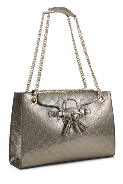 Gucci Grey Patent Leather Emily Chain Shoulder Bag Large — photo 2