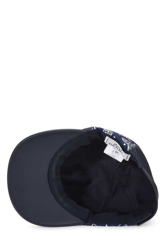 Navy Lambskin Les Leopards Thelma Baseball Cap, , large image number 4
