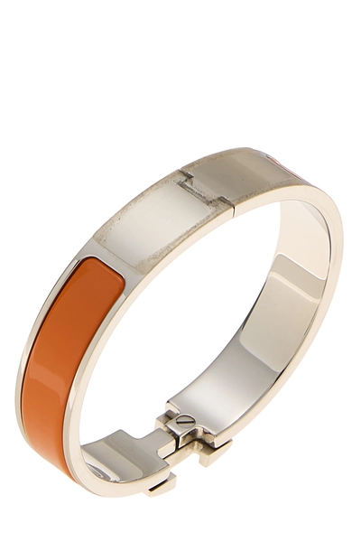 Orange Enamel Clic-Clac 'H' Bracelet Narrow, , large