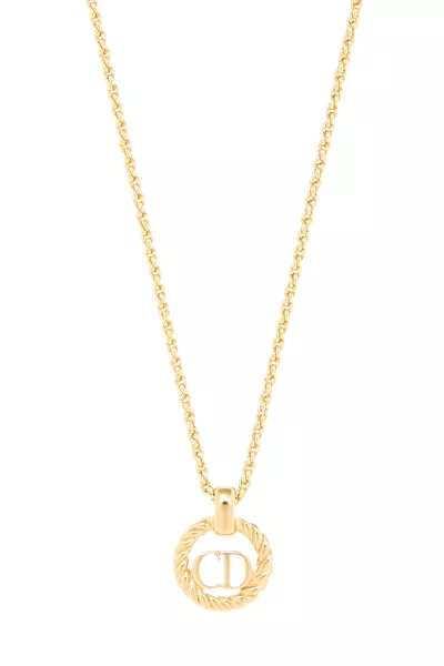 Gold Round 'CD' Necklace Small, , large