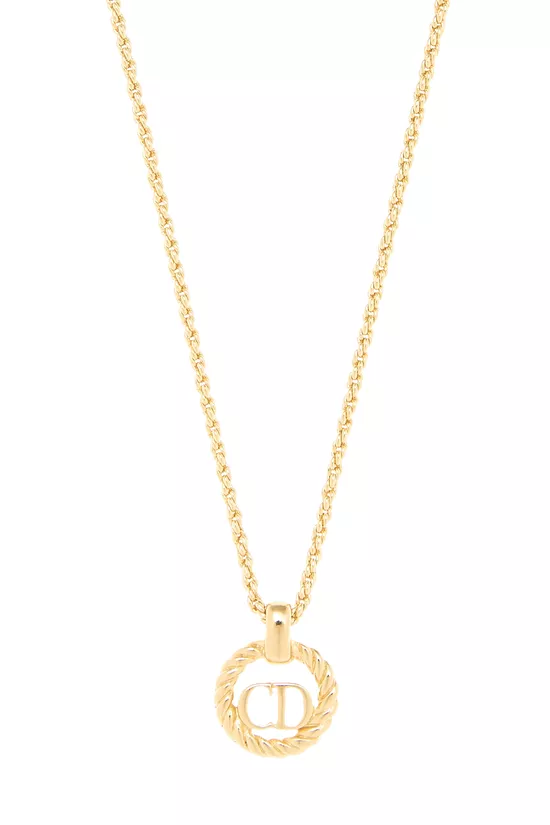 Gold Round 'CD' Necklace Small, , large image number 1