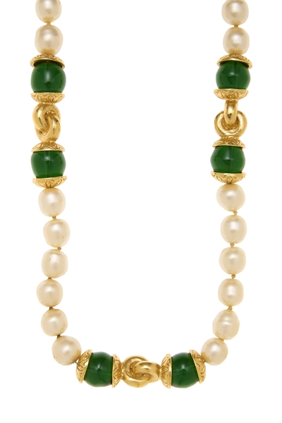 Gold Gripoix & Faux-Pearl Necklace, , large