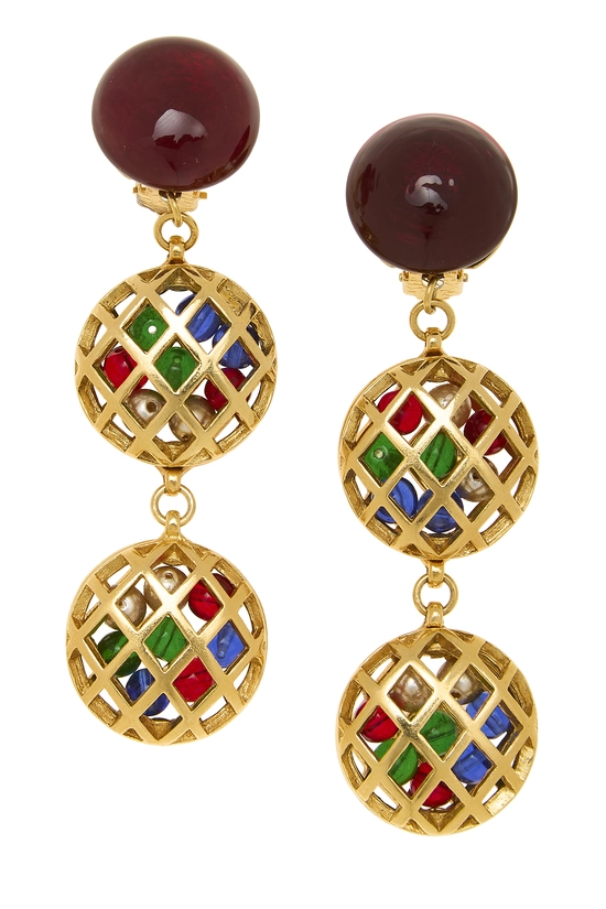 Multicolor Gold Gripoix Earrings, , large image number 0