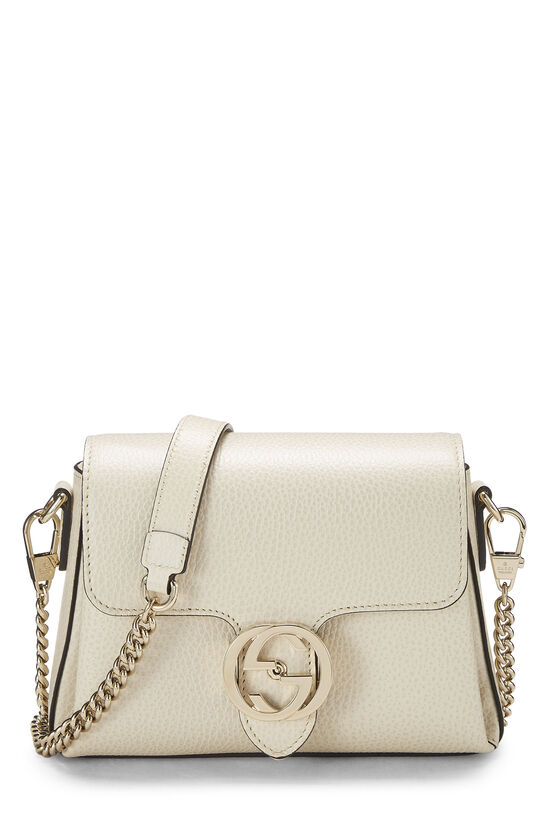 White Leather Interlocking Shoulder Bag Small, , large image number 0