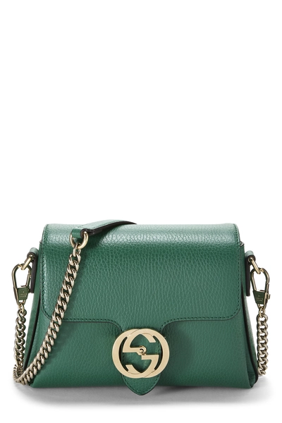 Gucci Green Leather Interlocking Shoulder Bag Small