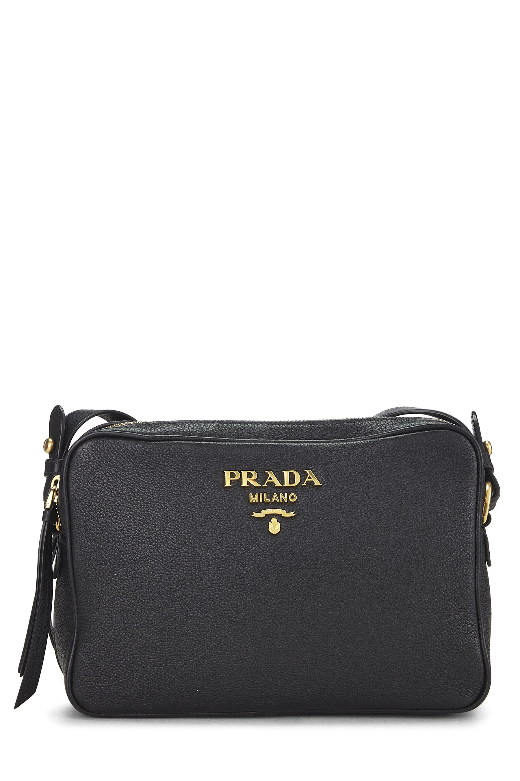 Prada Emblème Leather Shoulder Bag - Black | Editorialist