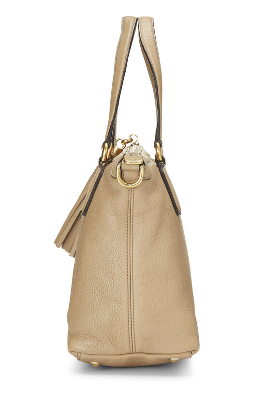 Beige Grained Leather Soho Top Handle Bag, , large image number 2