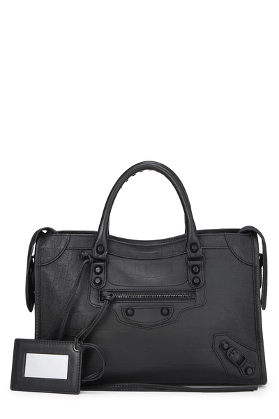 Black Embossed Leather Classic City Small