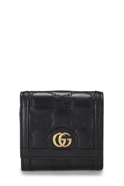 Black Leather GG Marmont Compact Wallet