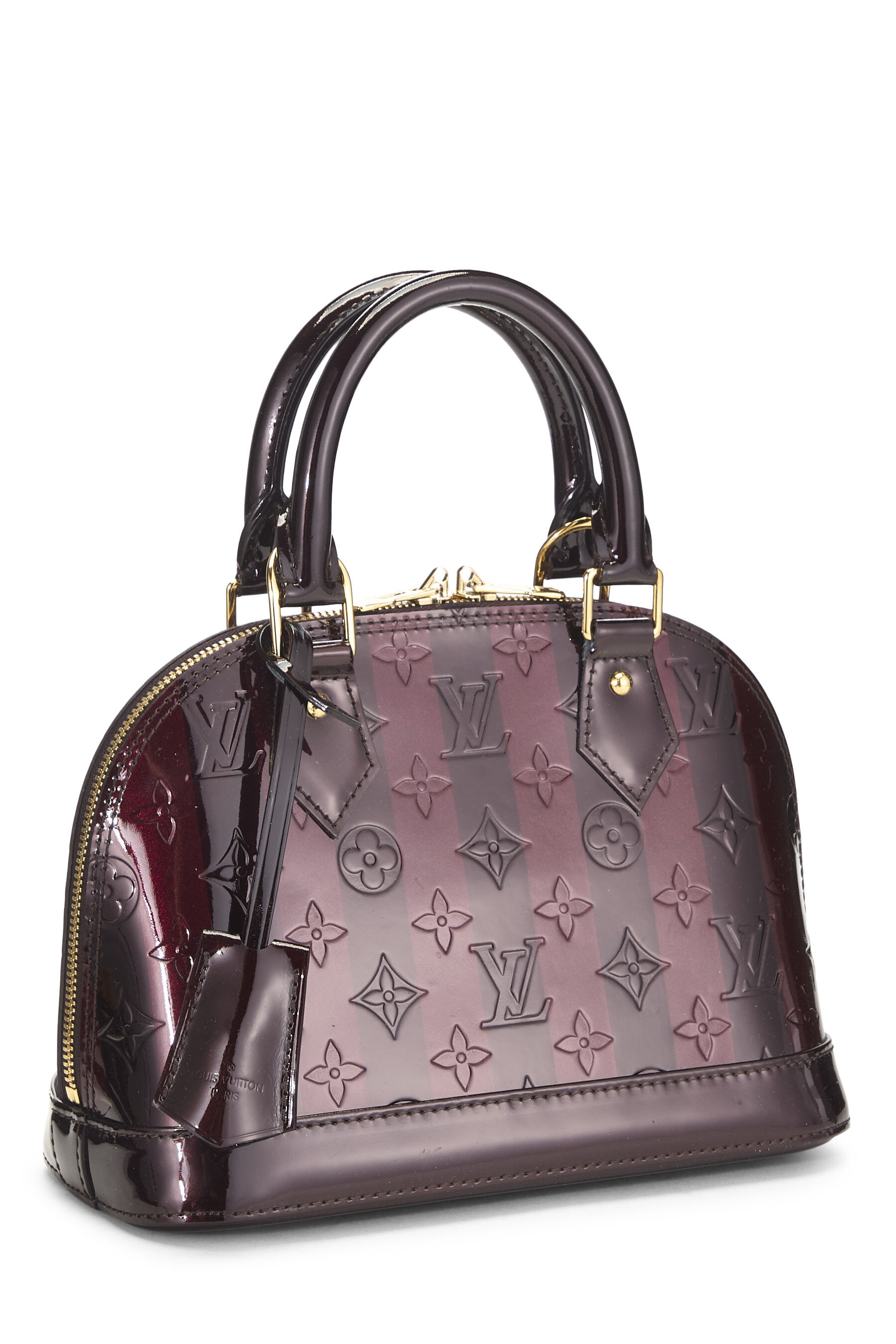 Pre-Owned Griotte \u0026 Amarante Monogram Vernis Rayures Alma BB QJB06Y4LU2032