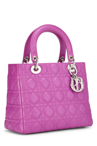 Purple Cannage Quilted Lambskin Lady Dior Medium, , large