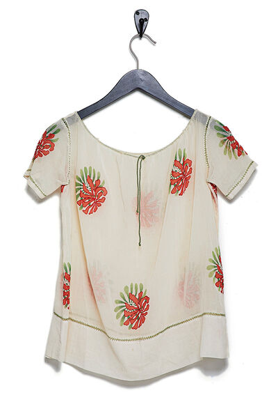 1930s Cream Silk Embroidered Top