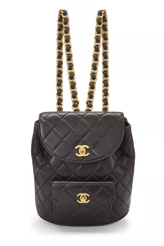 Black Quilted Lambskin 'CC' Classic Backpack Medium, , large image number 0