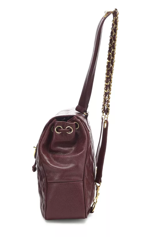 Burgundy Quilted Caviar Backpack Large, , large image number 2