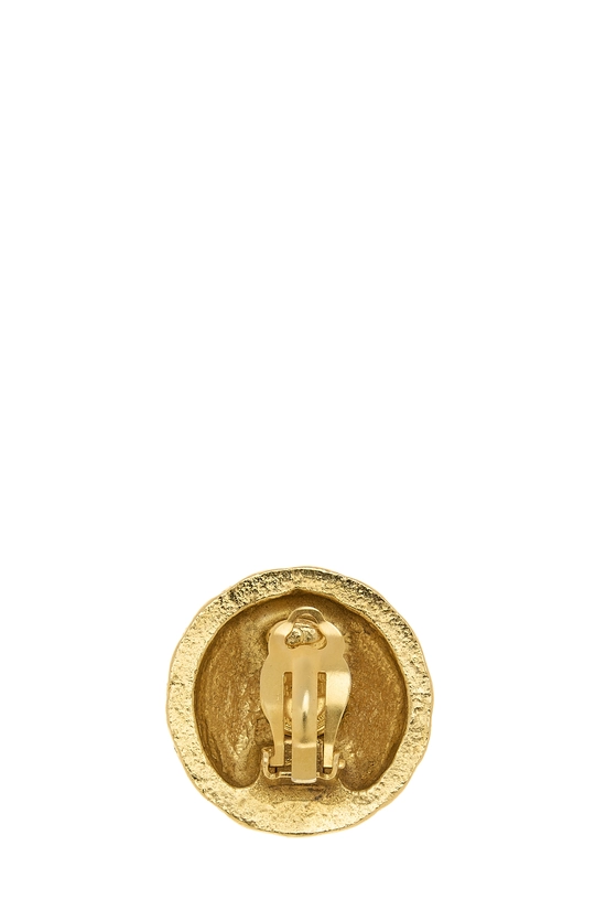 Gold 'CC' Round Earrings, , large image number 1