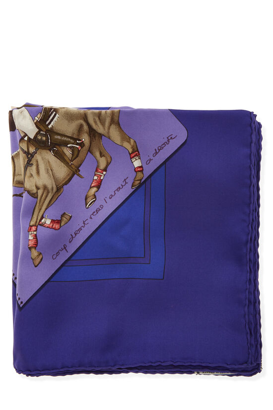 Purple & Multicolor 'Le Monde du Polo' Silk Scarf 90, , large image number 1