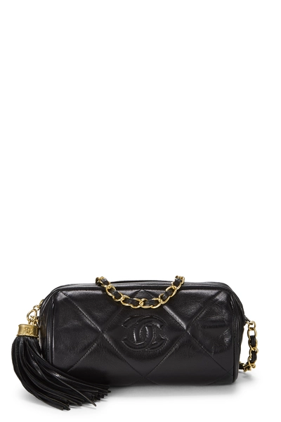 Chanel Black Quilted Lambskin Barrel Mini