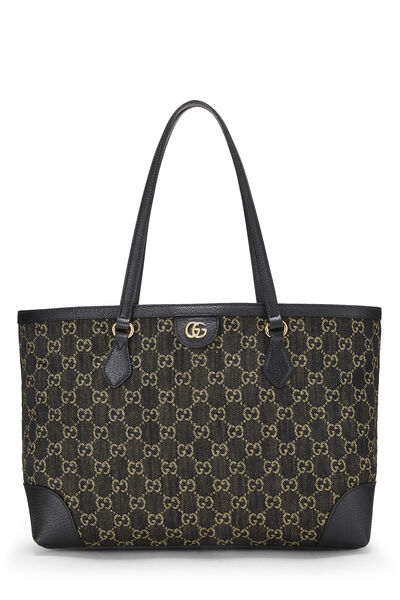 Black Denim GG Ophidia Tote Medium