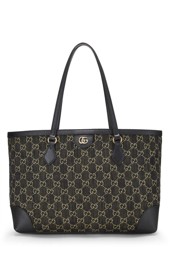 Black Denim GG Ophidia Tote Medium, , large image number 0
