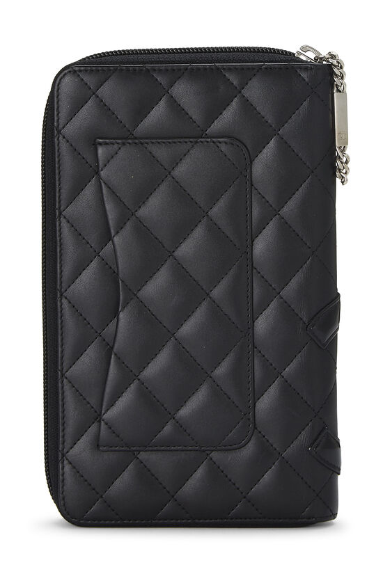 Black Quilted Leather Cambon Zippy Organizer , , large image number 3